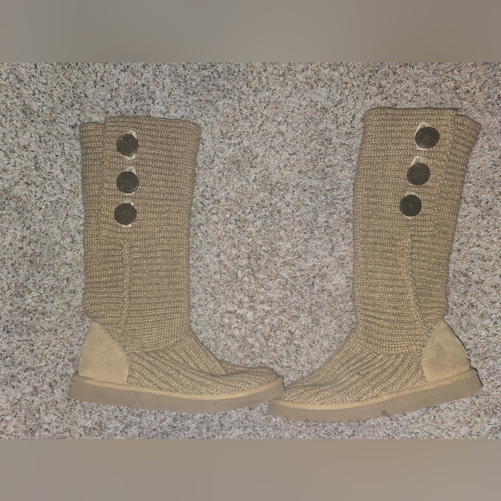 UGG Tan Knit Button Boots